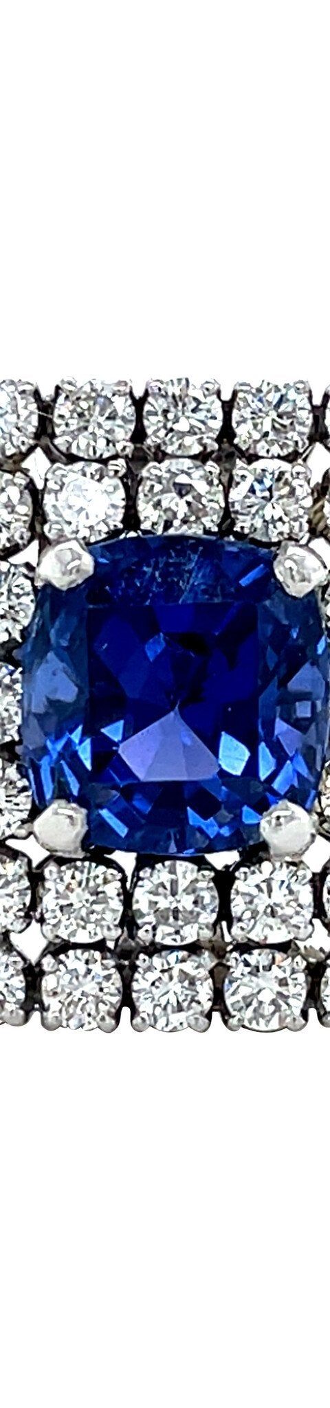 Vintage 14K White Gold Ring with Sapphire and Diamond